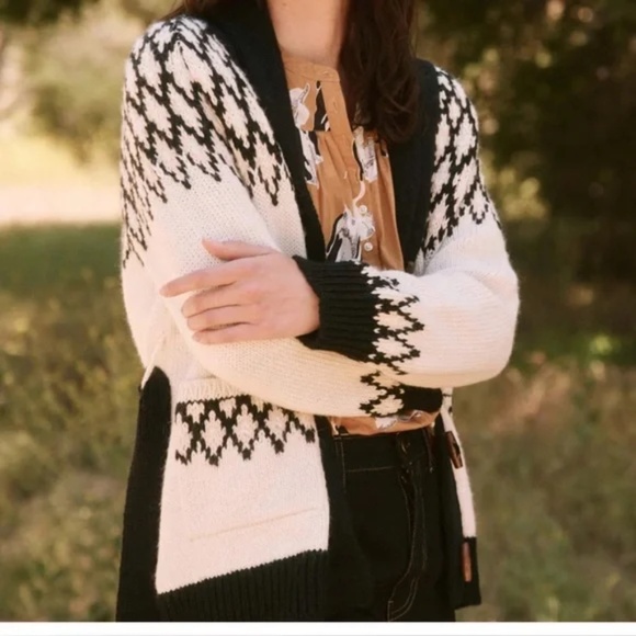 The Great. Geo Fair Isle Alpaca Blend Cardigan Size 0 (XS) - Picture 3 of 14